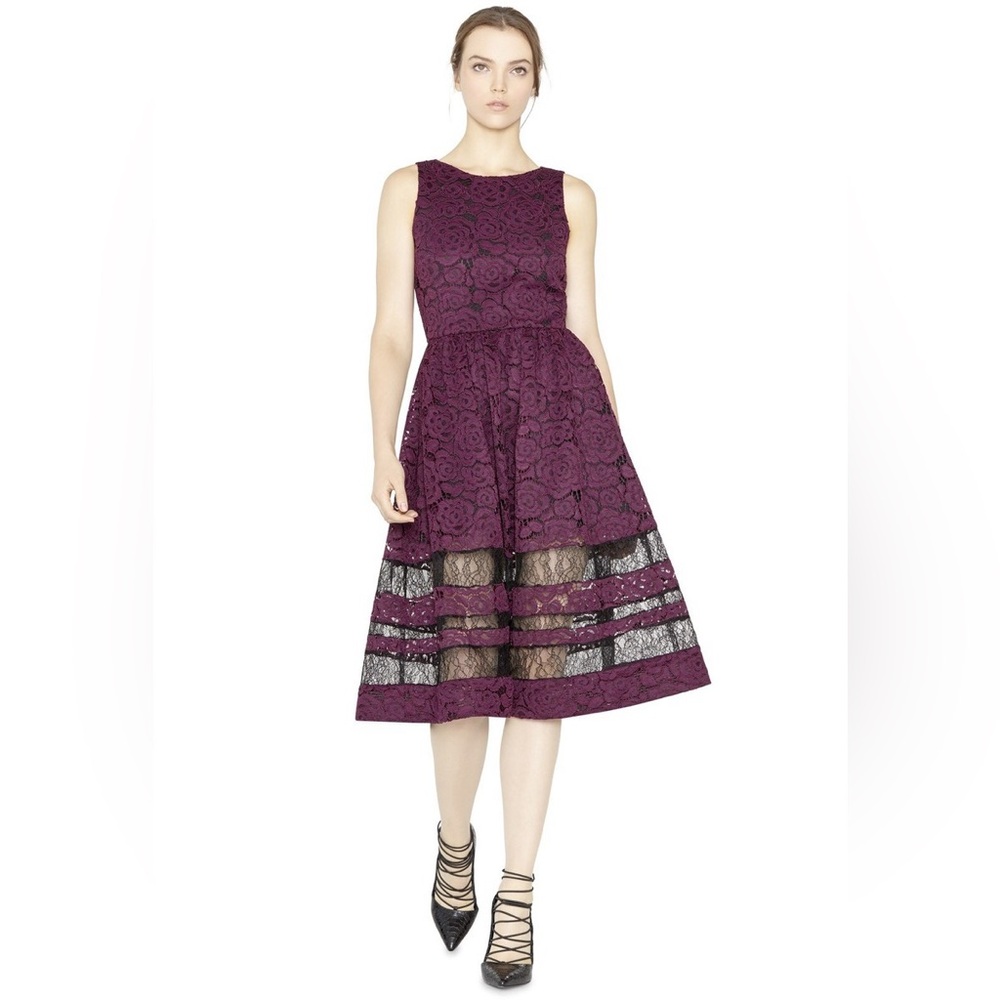 Alice + Olivia Odelia Sleeveless Lace Midi Dress purple in Plum/Purple size 8